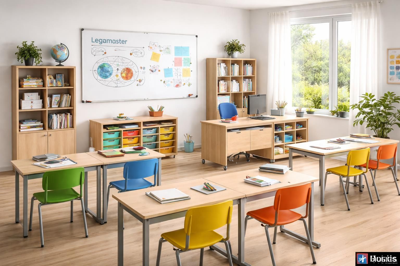 aménagez une salle de cours à domicile optimale avec le tableau blanc legamaster et le mobilier scolaire nathan, pour un espace d'apprentissage confortable et fonctionnel.